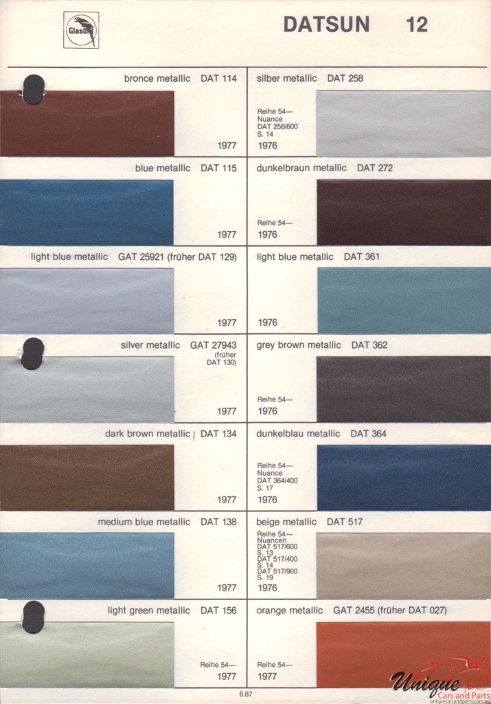1977 Datsun Paint Charts Glasurit 4